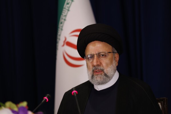 President of Iran Ebrahim Raisi speaks during a news conference, Wednesday, Sept. 20, 2023 in New York. (AP Photo/Jason DeCrow)