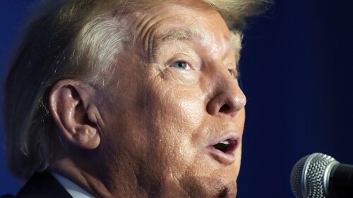 Former President Donald Trump speaks at the New Hampshire Federation of Republican Women Lilac Luncheon, Tuesday, June 27, 2023, in Concord, N.H. (AP Photo/Steven Senne)