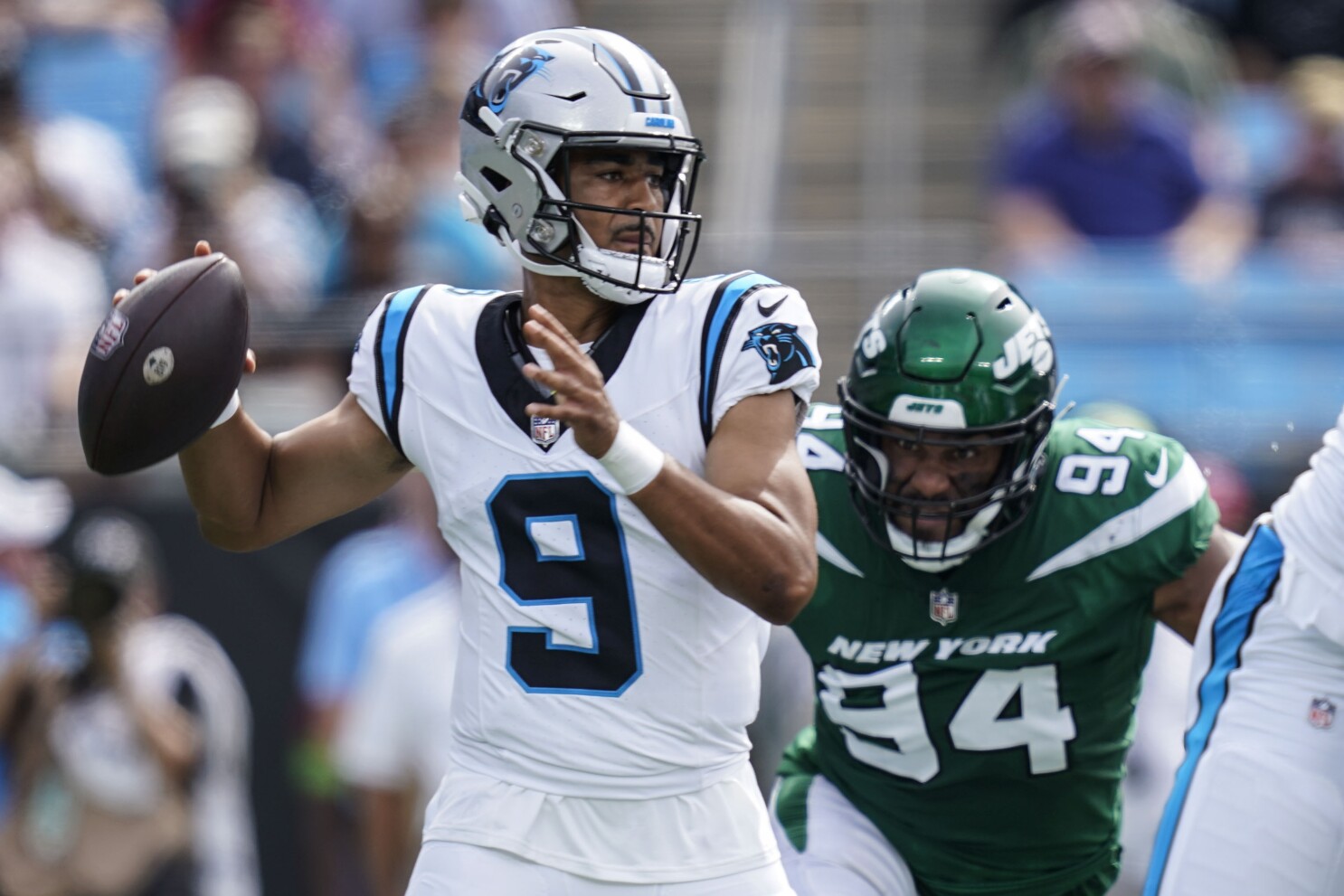 Carolina Panthers safety Sam Franklin Jr. (42) celebrates during