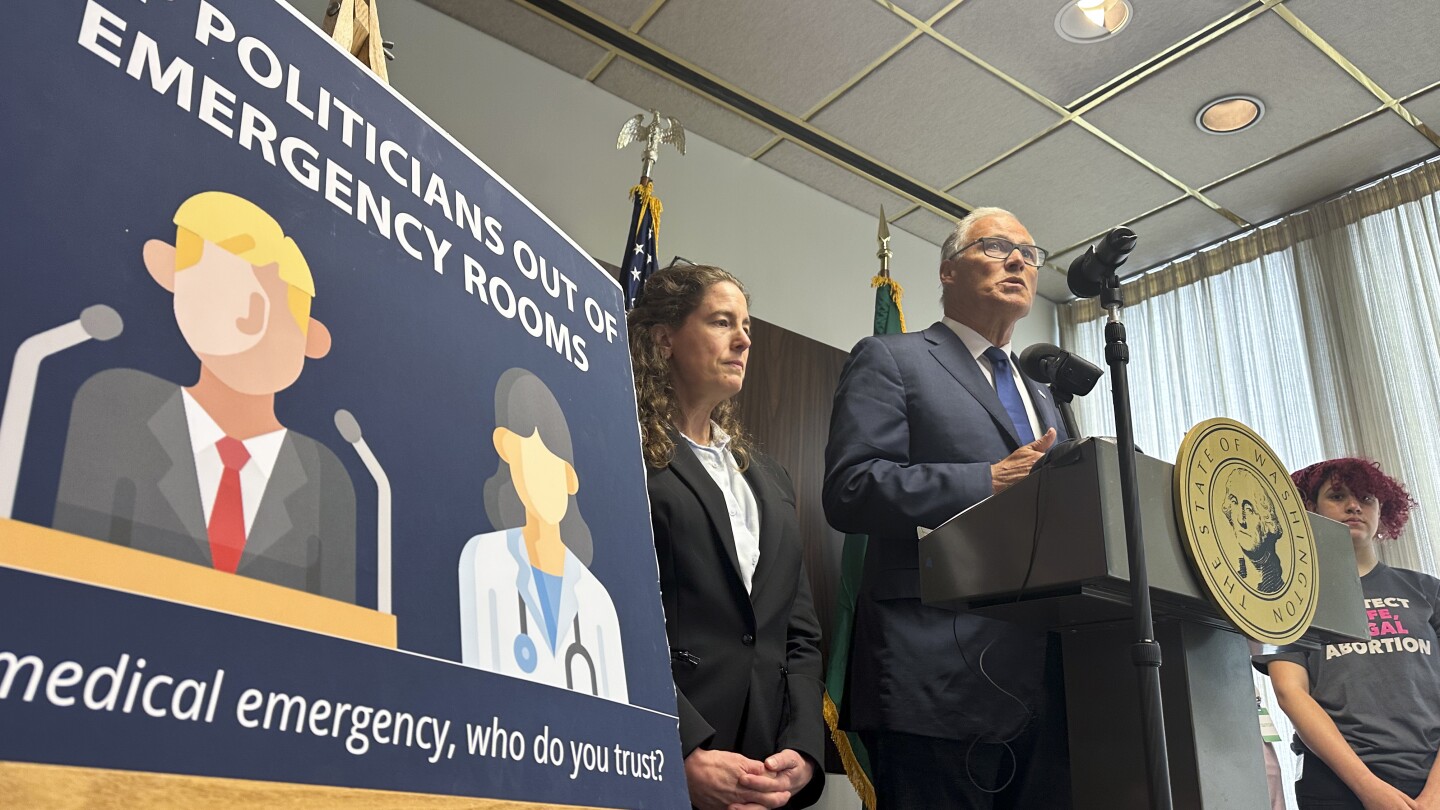 Губернаторът Джей Инсли казва, че Вашингтон ще изясни, че болниците трябва да извършват спешни аборти