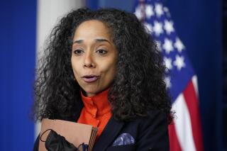 FILE - In this March 8, 2021 file photo, Julissa Reynoso, chief of staff to first lady Jill Biden, speaks during a press briefing at the White House in Washington. (AP Photo/Patrick Semansky)
