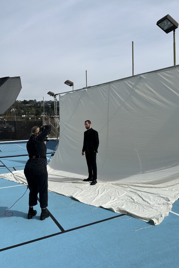 "20 Days in Mariupol" director Mstyslav Chernov, an AP journalist, is photographed ahead of the Oscars on Sunday, March 10, 2024, in Los Angeles. (AP Photo/Julie Pace)