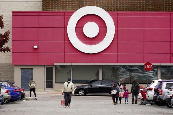 FILE - A Target store is seen, Nov. 17, 2021, in Philadelphia. Three major retailers — Amazon, Target and Walmart — say they're suspending sales of water bead products marketed to young children amid growing safety concerns. Water beads are small, colorful balls made of superabsorbent polymers. (AP Photo/Matt Rourke, File)