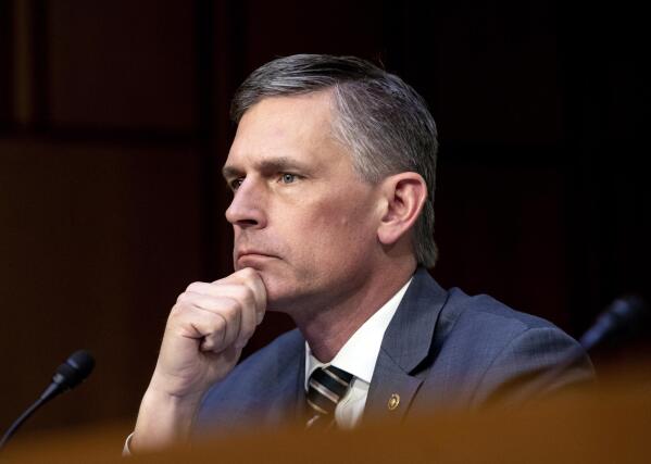 FILE - Sen. Martin Heinrich, D-N.M., listens during a Senate Intelligence Committee hearing to examine worldwide threats at the Capitol in Washington, Wednesday, March 8, 2023. Heinrich announced on Thursday, May 4, 2023 that he will seek a third term in the 2024 election cycle as he champions causes from gun safety to abortion access and a transition to cleaner sources of energy. (AP Photo/Amanda Andrade-Rhoades,File)