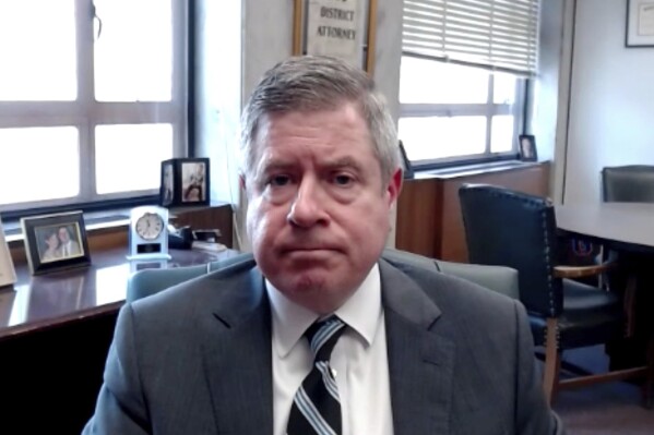 In this image from video, Dauphin County District Attorney Fran Chardo speaks in Harrisburg, Pa., during an interview on Friday, April 18, 2025 ennsylvania. (AP Photo)