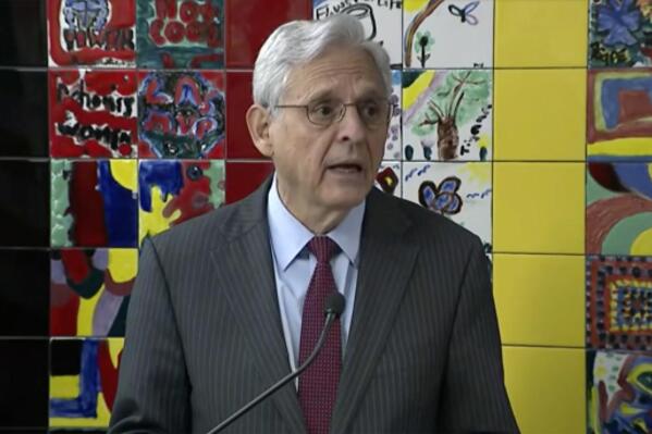 Attorney General Merrick Garland holds a news conference on Wednesday, June 15, 2022 in Buffalo, N.Y.   Payton Gendron, the white gunman who killed 10 Black people in a racist attack at a Buffalo supermarket was charged Wednesday with federal hate crimes that could potentially carry a death penalty. (US Network via AP, Pool)