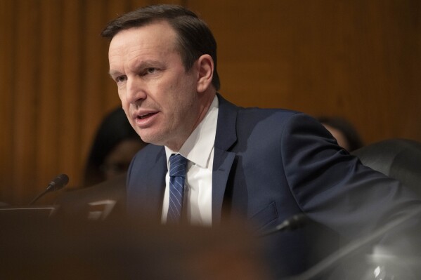 FILE - Sen. Chris Murphy, D-Conn., speaks during a hearing on Capitol Hill, Feb. 8, 2024, in Washington. Connecticut Democrats have unanimously endorsed Murphy for a third term, Saturday, May 11. (AP Photo/Jacquelyn Martin, File)