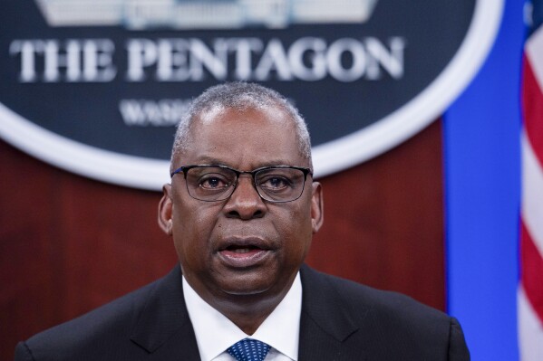 Secretary of Defense Lloyd Austin makes remarks at a virtual Ukraine Defense Contact Group (UDCG) meeting, Wednesday, Nov. 22, 2023, at the Pentagon in Washington. (AP Photo/Cliff Owen)