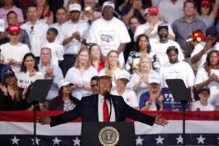 
              IN this May 8, 2019, photo, President Trump speaks at a rally in Panama City Beach, Fla. (AP Photo/Gerald Herbert)
            