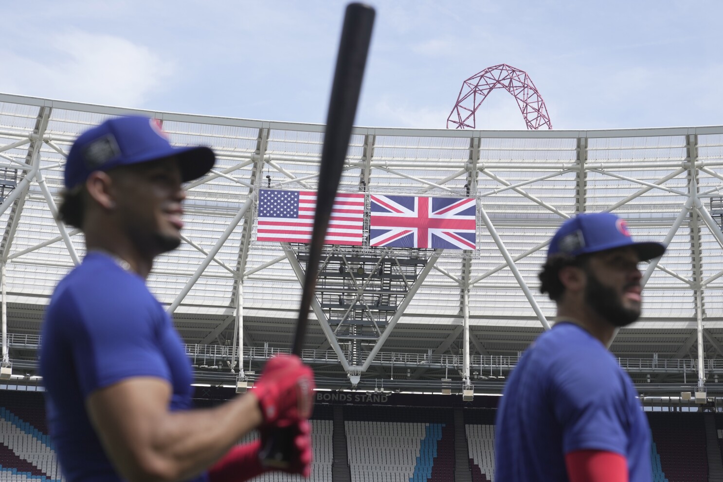 Chicago Cubs' Dansby Swanson speaks during a press conference ahead of the  baseball match against St. Louis Cardinals at the MLB World Tour London  Series, in London Stadium. (AP Photo/Kin Cheung Stock