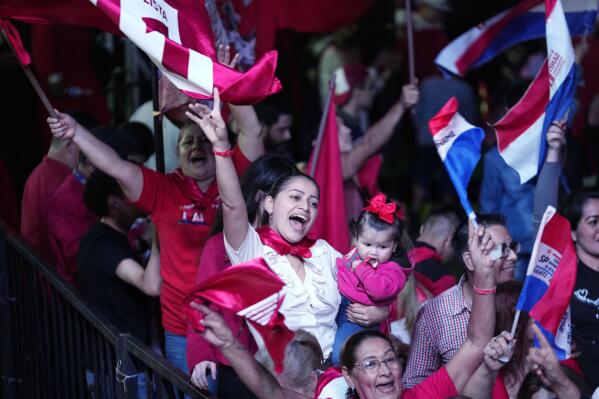 Supporters of the Colorado political party participate in a rally in Asuncion, Paraguay, Tuesday, April 18, 2023. Paraguay´s general elections are scheduled for April 30th. (AP Photo/Jorge Saenz)
