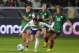 United States forward Sophia Smith, front, falls while vying for the ball against, from back left to right, Mexico defender Rebeca Bernal, midfielder Alexia Delgado and defender Cristina Ferral during a CONCACAF Gold Cup women's soccer tournament match, Monday, Feb. 26, 2024, in Carson, Calif. (AP Photo/Ryan Sun)