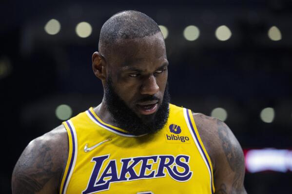 Los Angeles Lakers LeBron James is pictured during his team's 128-123 win over the Toronto Raptors in an NBA basketball game in Toronto on Friday, March 18, 2022. (Chris Young/The Canadian Press via AP)
