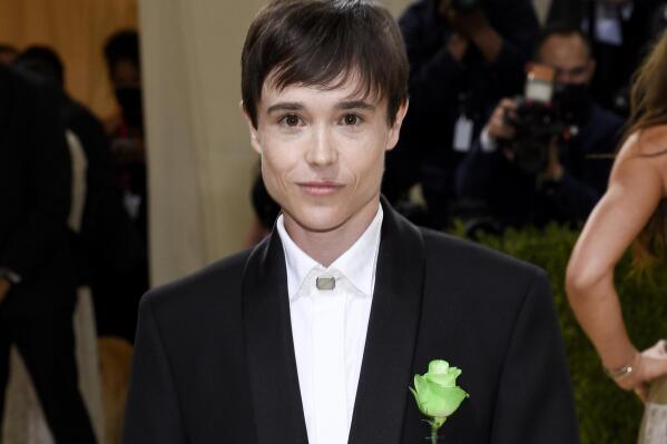 FILE - Elliot Page attends The Metropolitan Museum of Art's Costume Institute benefit gala in New York on Sept. 13, 2021.  Page is working on a memoir, in which he will write about everything from his Oscar-nominated film career to becoming a prominent transgender person.
Flatiron Books announced Thursday that “Pageboy” will be published next year. (Photo by Evan Agostini/Invision/AP, File)
