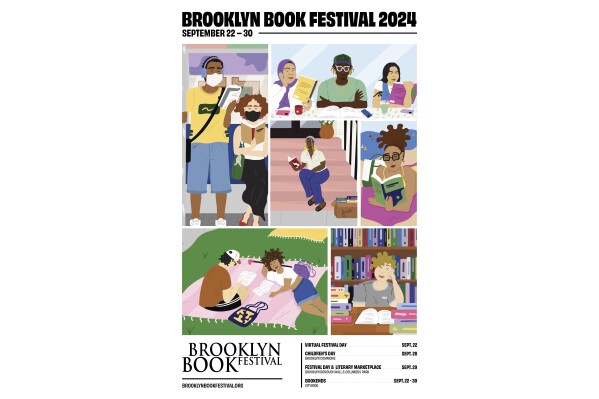 This image shows promotional art for the the Brooklyn Book Festival 2024, running Sept. 22 - 30. (Bria Benjamin/Brooklyn Book Festival via ĢӰԺ)