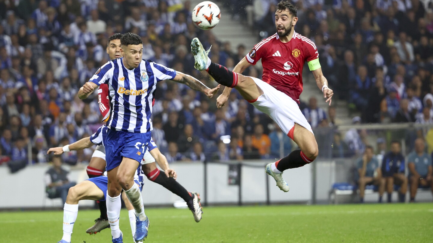 Man United captain Bruno Fernandes was sent off for the second game in a row during a frantic 3-3 draw with Porto