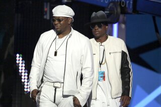 FILE - Bobby Brown, left, and his son Bobby Brown Jr. appear at the BET Awards in Los Angeles on June 26, 2016. An autopsy report says that Brown Jr. died from the combined effects of alcohol, cocaine and the opioid fentanyl. The 28-year-old was found dead in his Los Angeles home in November 2020. (Photo by Matt Sayles/Invision/AP, File)