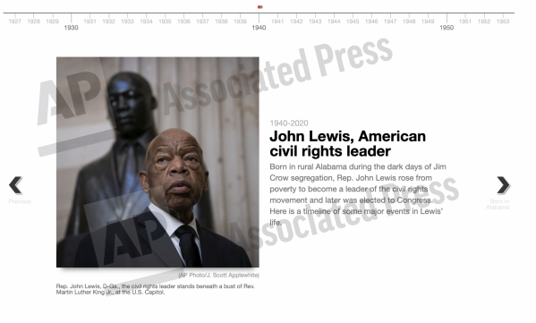 This preview image of an AP digital embed shows a timeline of major events in the life of Rep. John Lewis. (AP Digital Embed)