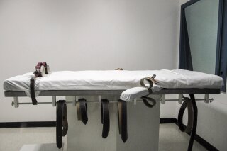 FILE - This July 7, 2010, file photo shows Nebraska's lethal injection chamber at the State Penitentiary in Lincoln, Neb. The owner of a pharmacy that provided drugs to Nebraska for use in a 2018 execution is expressing remorse for making the sale, but acknowledging that he knew that prison officials wanted them for a lethal injection. (AP Photo/Nate Jenkins, File)