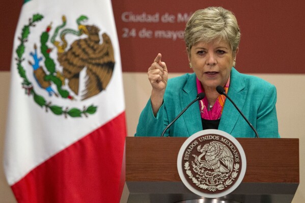 FILE - Then Economic Commission for Latin America and the Caribbean Executive Secretary Alicia Barcena speaks during an opening ceremony at Los Pinos presidential residence in Mexico City, May 24, 2016. President Andres Manuel Lopez Obrador announced on Tuesday, June 13, 2023, that he has appointed Barcena as the new foreign relations secretary, replacing Marcelo Ebrard, who resigned to run for the ruling party's presidential candidacy. (AP Photo/Rebecca Blackwell, File)