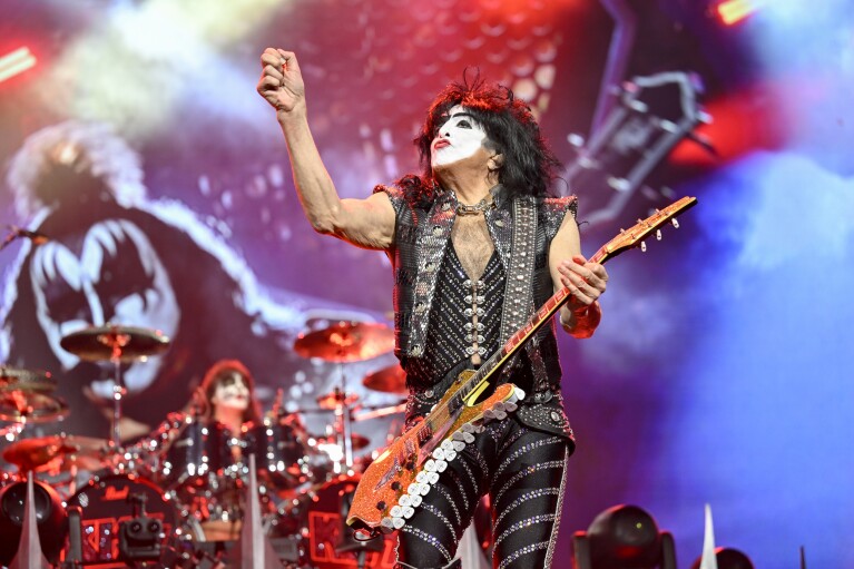 Paul Stanley of KISS performs during the final night of the "Kiss Farewell Tour" on Saturday, Dec. 2, 2023, at Madison Square Garden in New York. (Photo by Evan Agostini/Invision/AP)