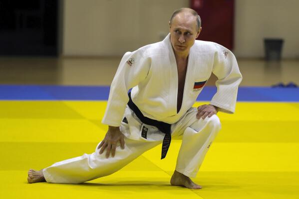 Russian President Vladimir Putin attends a training session with his country’s national judo team at the Yug-Sport Training Center in Sochi, Russia, on Thursday, Feb. 14, 2019. Putin sent Russian forces into Ukraine on Feb. 24, 2022, and appears determined to prevail -- ruthlessly and at all costs. (Mikhail Klimentyev, Sputnik, Kremlin Pool Photo via AP, File)
