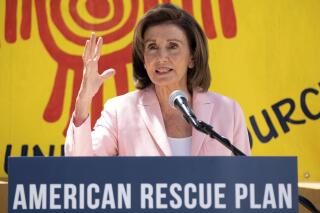 FILE - In this Aug. 10, 2021, file photo House Speaker Nancy Pelosi speaks at a press event regarding the Emergency Rental Assistance program in San Francisco. Moderate House Democrats say they'll sink a crucial fiscal blueprint outlining $3.5 trillion in social and environment spending unless a separate infrastructure bill is approved first. Nine of them have written Pelosi saying they “will not consider voting” for the budget resolution unless the separate, $1 trillion infrastructure measure is first enacted into law. (AP Photo/Nick Otto, File)