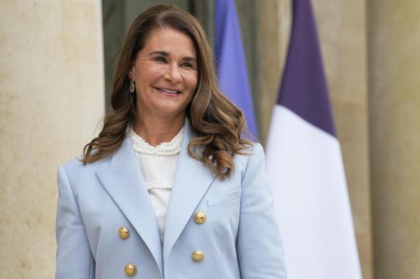 FILE - In this July 1, 2021 file photo, Melinda Gates, Co-Chair of the Bill and Melinda Gates Foundation poses for photographers as she arrives for a meeting after a meeting on the sideline of the gender equality conference at the Elysee Palace in Paris. Bill and Melinda Gates’ private foundation announced Thursday, Sept, 23, 2021 it will spend more than $900 million over the next five years to curb global malnutrition (AP Photo/Michel Euler, File)
