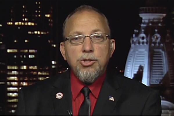 This image from video provided by Fox News shows Edward Durr, a furniture company truck driver and first-time office holder, as he appeared on Fox News Channel's "Fox News Primetime" program with guest-host Rachel Campos-Duffy. Durr, a furniture company truck driver and first-time officeholder, defeated longtime state Senate president, Democrat Steve Sweeney, in New Jersey's 3rd Legislative District, according to results tallied Thursday, Nov 4, 2021. (Fox News Channel's "Fox News Primetime" via AP)