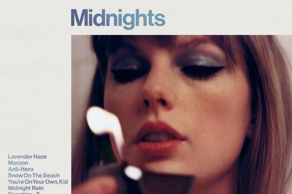 This image released by Republic Records shows "Midnights" by Taylor Swift. (Republic Records via AP)