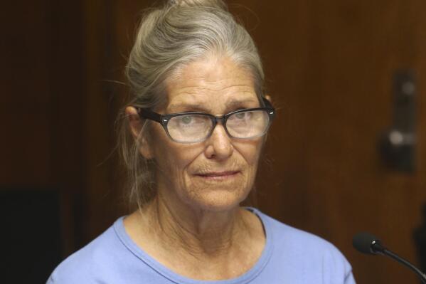 FILE - Leslie Van Houten attends her parole hearing at the California Institution for Women Sept. 6, 2017  in Corona, Calif. The California Supreme Court has denied a potential bid for freedom by Charles Manson follower Leslie Van Houten following Gov. Gavin Newsom's rejection of her parole. The court on Wednesday, Feb. 9, 2022 refused to hear Van Houten's appeal of a lower court ruling last December that denied her petition for a review.  (Stan Lim/The Orange County Register via AP, Pool, File)
