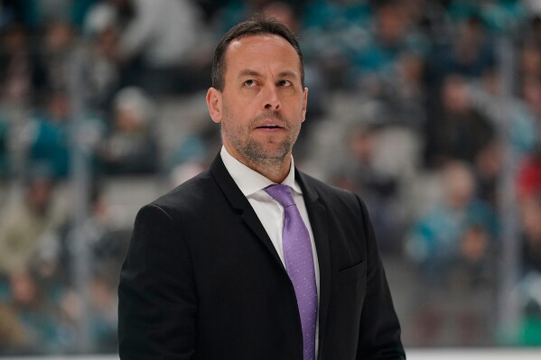 Los Angeles Kings assistant coach Marco Sturm walks off the ice at the end of the second period against the San Jose Sharks in an NHL hockey game in San Jose, Calif., Saturday, Dec. 22, 2018. (AP Photo/Tony Avelar, File)