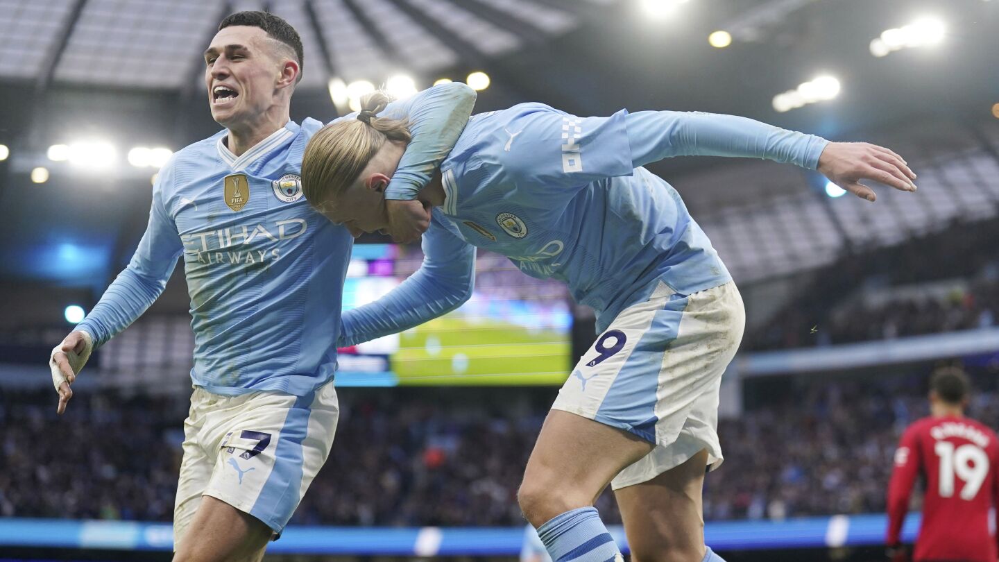 Foden leads Man City fightback for 3-1 derby win over Man United after Haaland’s glaring miss