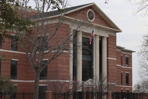 The Matthew J. Perry, Jr. Courthouse in Columbia, S.C., is seen on Friday, Feb. 9, 2024. The first federal trial over a hate crime based on gender identity is set to begin at the courthouse Tuesday, Feb. 20, where Daqua Lameek Ritter faces charges that he killed a Black transgender woman and then fled to New York. (AP Photo/James Pollard)