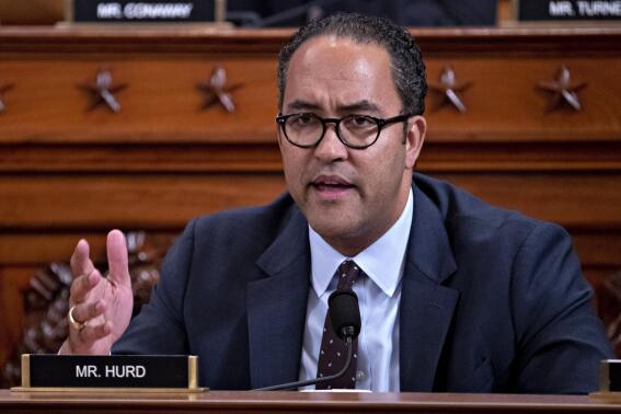 FILE - Rep. Will Hurd, R-Texas, a member of the House Intelligence Committee, speaks during a public impeachment hearing of President Donald Trump on Capitol Hill in Washington. It's early yet, but next year's presidential race may feature something the political world hasn't seen in the last 50 years: no elected officials from Texas. (Andrew Harrer/Pool Photo via AP, File)