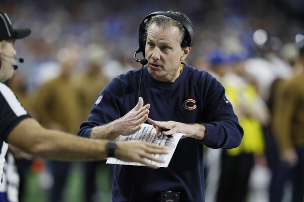 Bears' coaching under scrutiny after blown lead vs. Lions | AP News