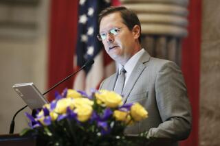 FILE - House Speaker Cameron Sexton, R-Crossville, presides over the House on the first day of the 2020 legislative session, Jan. 14, 2020, in Nashville, Tenn. For months, Tennessee's Republican leaders have largely maintained that the state's abortion ban — known as one of the strictest in the U.S. — allows doctors to perform the procedure, should they need to save the pregnant person's life, even though the statute doesn't explicitly say so. Sexton is the lone, top Republican leader to concede that the ban could be clarified and improved. (AP Photo/Mark Humphrey, File)