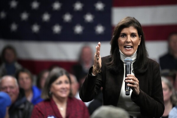 Republican presidential candidate former U.N. Ambassador Nikki Haley speaks at a town hall campaign event, Tuesday, Dec. 12, 2023, in Manchester, N.H. (AP Photo/Robert F. Bukaty)