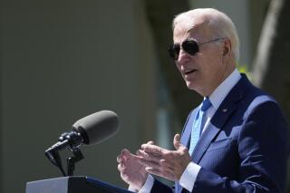 President Joe Biden speaks in the Rose Garden of the White House in Washington, Tuesday, April 18, 2023, about efforts to increase access to child care and improve the work life of caregivers. (AP Photo/Susan Walsh)