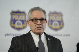 FILE - Philadelphia District Attorney Larry Krasner takes part in a news conference in Philadelphia, Monday, March 11, 2024. Krasner announced Monday, March 18, 2024, that a man who spent more than a decade in prison after his arrest as a teen won't be retried in a 2011 quadruple shooting. C.J. Rice, now 30, has been free since a federal judge late last year found his trial lawyer deficient and the state's case weak. (AP Photo/Matt Rourke, File)