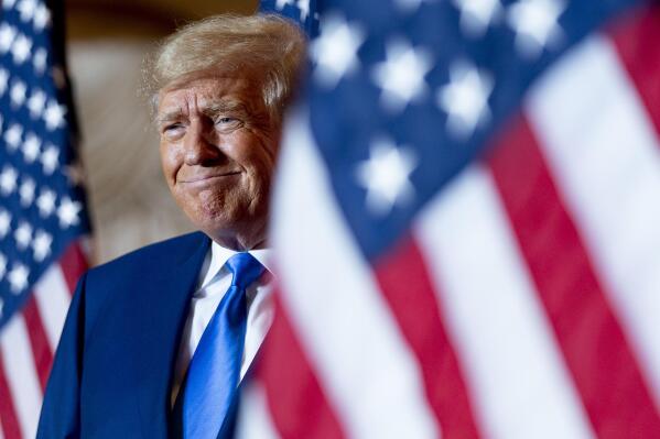 Former President Donald Trump takes the stage to speak at Mar-a-lago on Election Day, Tuesday, Nov. 8, 2022, in Palm Beach, Fla. (AP Photo/Andrew Harnik)