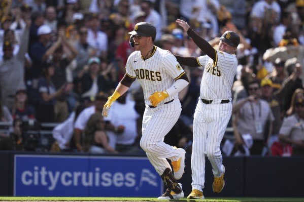 Gavin Sheets, Jackson Merrill key Padres' big 7th-inning rally past Braves  7-4 on opening day | AP News