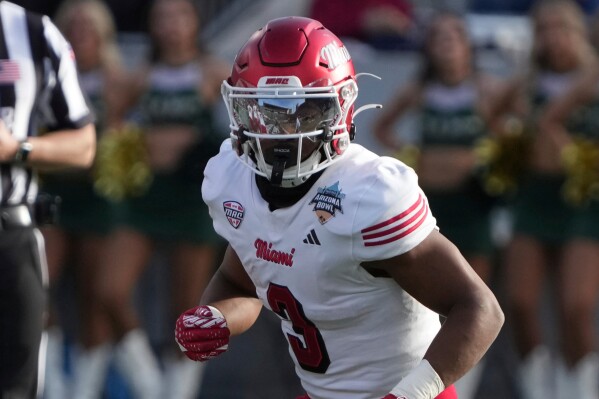 Defensive back William Hardrick (3) runs in the second half of the Arizona Bowl NCAA college football game against Colorado State, Dec. 28, 2024, in Tucson, Ariz. (AP Photo/Rick Scuteri, File)