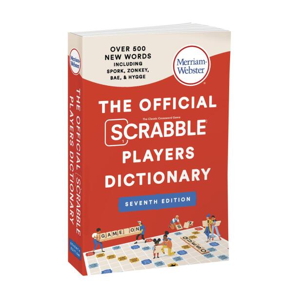 This photo shows the cover of the seventh edition of “The Official Scrabble Players Dictionary” released in November. The latest edition adds about 500 new words for Scrabble play. (Merriam-Webster via AP)