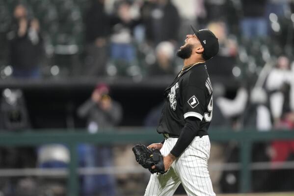 Chicago White Sox relief pitcher Keynan Middleton reacts after striking out Minnesota Twins' Carlos Correa to end a baseball game on Wednesday, May 3, 2023, in Chicago. The White Sox won 6-4. (AP Photo/Charles Rex Arbogast)