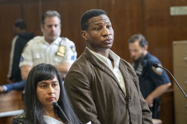 Jonathan Majors appears in court during a hearing in his domestic violence case on June 20, 2023 in New York. (AP Photo/Steven Hirsch, Pool)