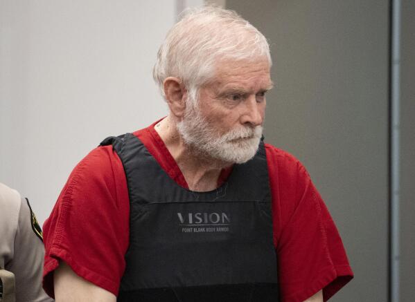 George Alan Kelly enters court for his preliminary hearing in Nogales Justice Court in Nogales, Ariz., Wednesday, Feb. 22, 2023. Kelly, faces a first-degree murder charge in the fatal shooting of Gabriel Cuen-Butimea, who lived just south of the border in Nogales, Mexico. (Mark Henle/The Arizona Republic via AP, Pool)