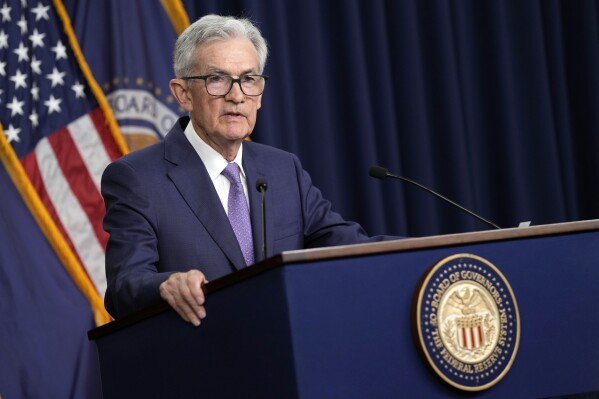 FILE - Federal Reserve Board Chair Jerome Powell speaks during a news conference at the Federal Reserve in Washington, June 12, 2024. Powell testifies to the House Financial Services Committee on Wednesday, July 10, 2024, the second of two days of semi-annual testimony to Congress. (ĢӰԺ Photo/Susan Walsh, File)