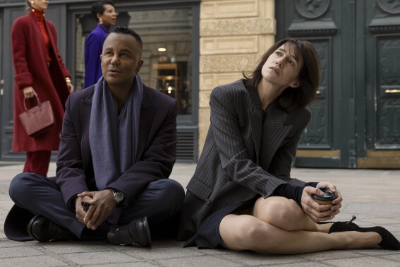 This image released by Amazon MGM Studios shows Yanic Truesdale, left, and Charlotte Gainsbourg in a scene from "Etoile." (Philippe Antonello/Amazon MGM Studios via AP)