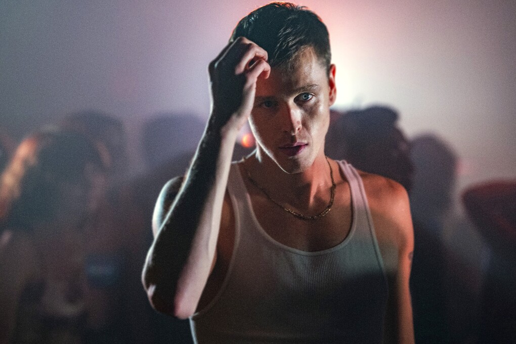 This image released by A24 shows Harris Dickinson in a scene from "Babygirl." (Niko Tavernise/A24 via AP)